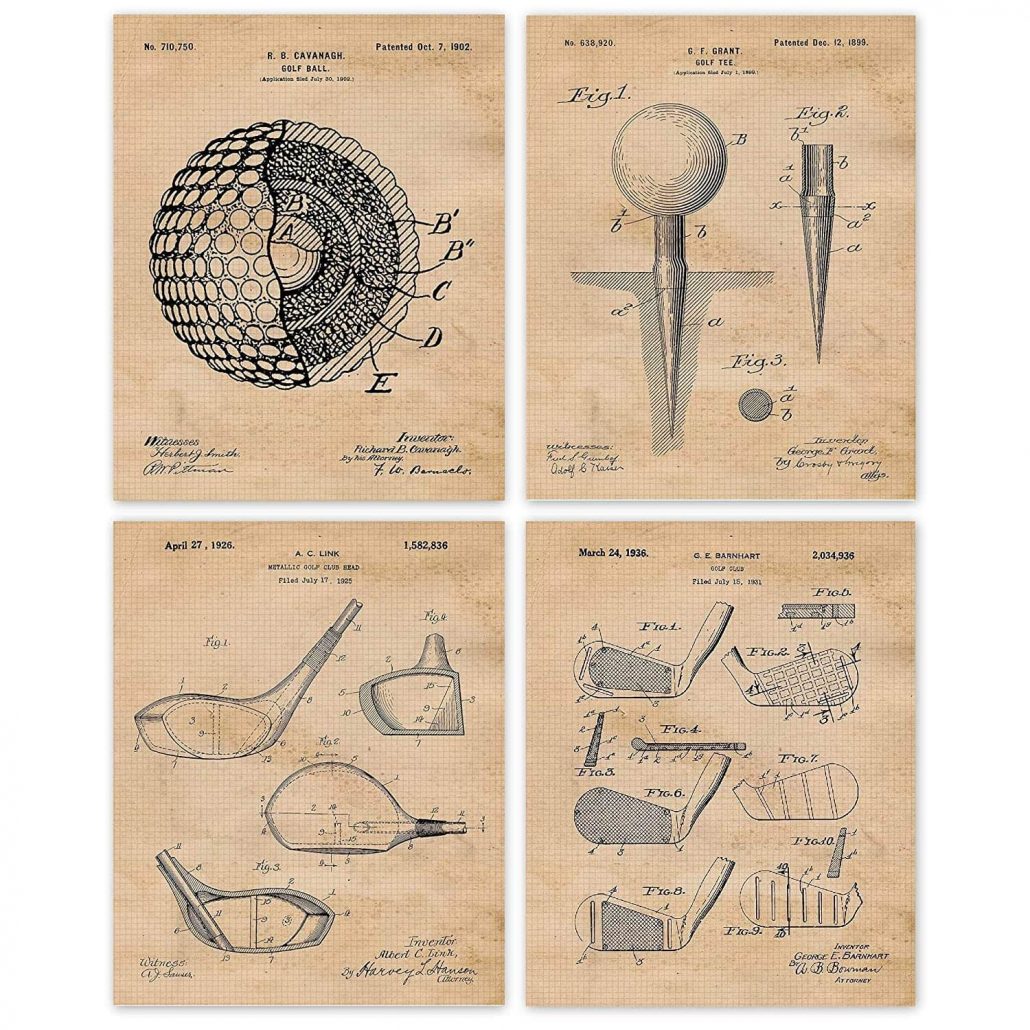Vintage golf poster prints for a unique Christmas gift idea for Dad.