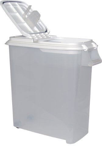 Roll-away airtight dog food storage container by Budeez.